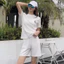 Quần Short Tay Ngắn Chiba Phù Hợp Với Nữ Ice Silk Có Thể Mặc Bên Ngoài Bộ Đồ Ngủ Hai Mảnh Thời Trang Xếp Ly Thêu Loungewear