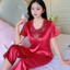 Bộ đồ ngủ bằng lụa băng có sẵn cho nữ Bộ đồ ngắn tay phong cách mỏng Phong cách mùa hè 2025 Đồ mặc nhà dành cho nữ mùa hè