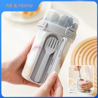 ABQ 600ML Salad Bột Yến Mạch Cốc Ăn Sáng Cốc Đôi Ngũ Cốc Hạt Sữa Chua Bộ Hộp Đựng Có Giá Đỡ Thay Đồ Nĩa Chuẩn Bị Bữa Ăn VN