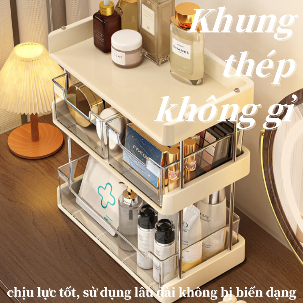 Tủ Để Bàn Đựng Mỹ Phẩm Đa Năng 2-3 Tầng - Dung Tích Lớn, Đựng Son, Nước Hoa, Phấn Mắt, Trang Trí Bàn