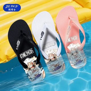 One Piece Flip-Flops Nam Nữ Mùa Hè Phong Cách Mới Ngoài Trời Hàng Ngày Chống Trơn Trượt Flip-Flops Hoạt Hình Bán Chạy Cặp Đôi Cát