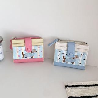 SOULSPACE Ví Ngắn, Dachshund In Hình Hoạt Hình Chó Ví Đựng Tiền Xu, Ins Dây Kéo Dopamine Màu Túi Đựng Thẻ PU Nữ Cô Gái