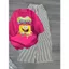 Sét Bộ Áo Dễ Thương In Bọt Biển Vàng Mix Kèm Quần Dài kẻ Sọc Chất Đũi Cotton Mềm Mát