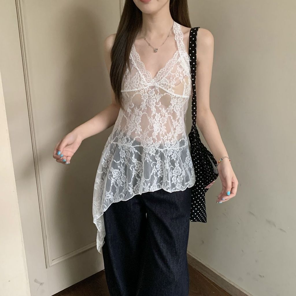 Milyfashion Pure Desire Ren Dây Cổ Sling Phong Cách Mới Chia Lớp Sling