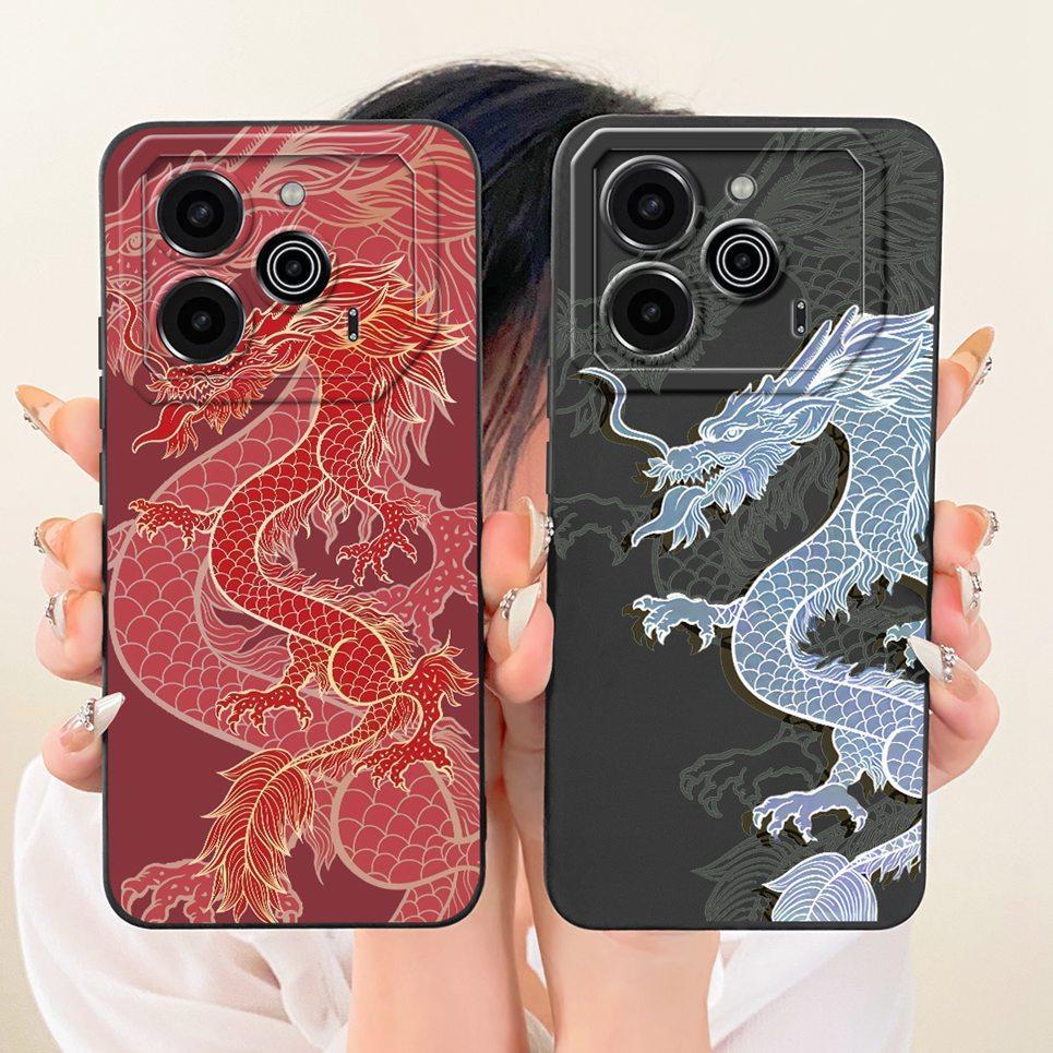 Ốp Điện Thoại Cho Tecno Pova 6 LI7 / Pova 6 Pro LI9 Vỏ Silicon Lỏng Hoạt Hình Rồng Ngộ nghĩnh Mèo Biển Họa Tiết Ốp Lưng