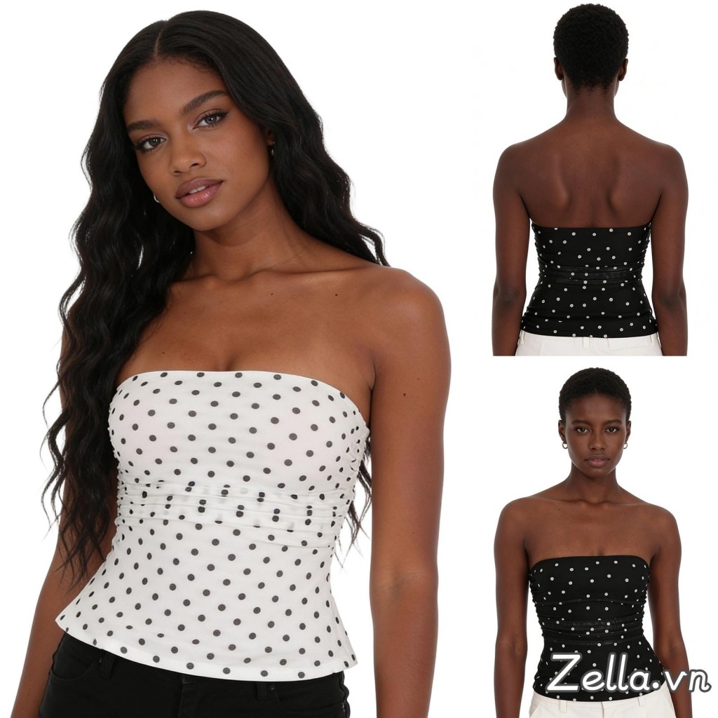 Áo bandeau mỏng không dây dành cho nữ, thiết kế cut-out trendy
