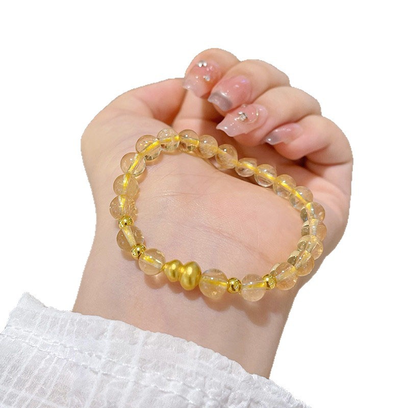 Vòng tay thạch anh tự nhiên citrine thiết kế niche cao cấp feelgolden rutilated thạch anh vòng tay may mắnRamadan