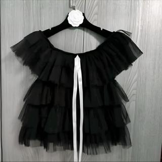 Áo Trễ Vai Thiết Kế Nhiều Tầng Trang Trí Dây Thắt Nơ Phong Cách Tiểu Thư Ld_Store Fashion