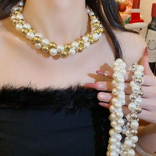 Vòng cổ ngọc trai nhân tạo nhiều lớp màu xanh, thiết kế độc đáo, tinh tế - Phụ kiện thời trang dành cho nữ