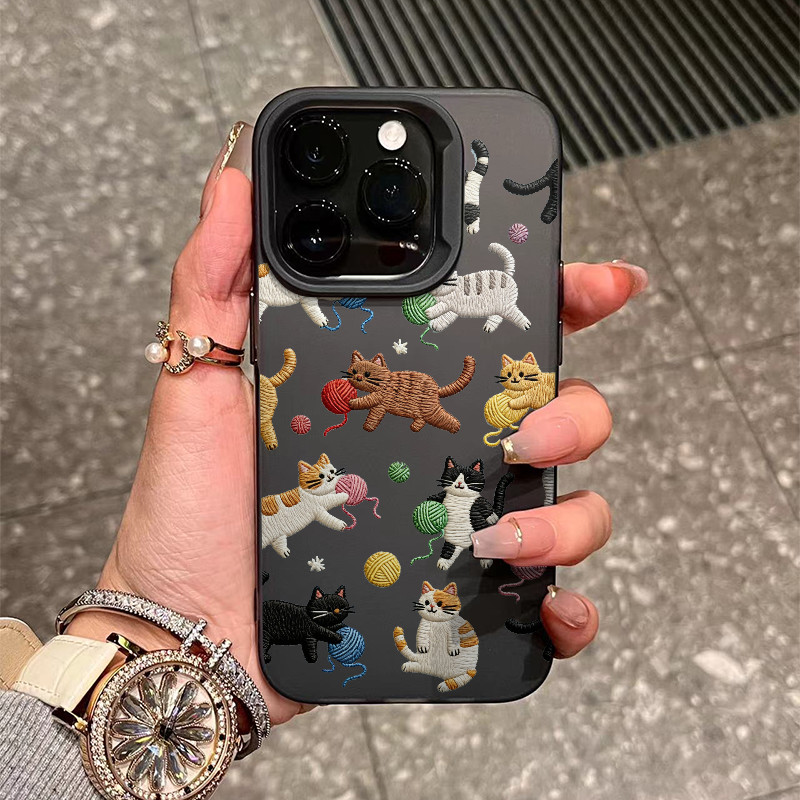 Dễ thương Cat Party Carnival Night cho 16 trường hợp điện thoại iPhone 17Air Frosted Meta Air Case 14 13 11Pro