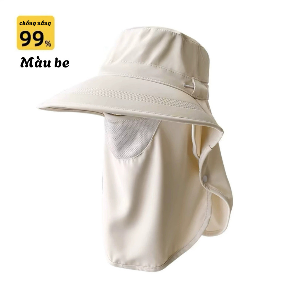 Mũ Chống Nắng Chống 99% Tia UV Kèm Khẩu Trang Che Cổ Có Thể Tháo Rời Thoáng Khí, Chống Bụi Hiệu Quả