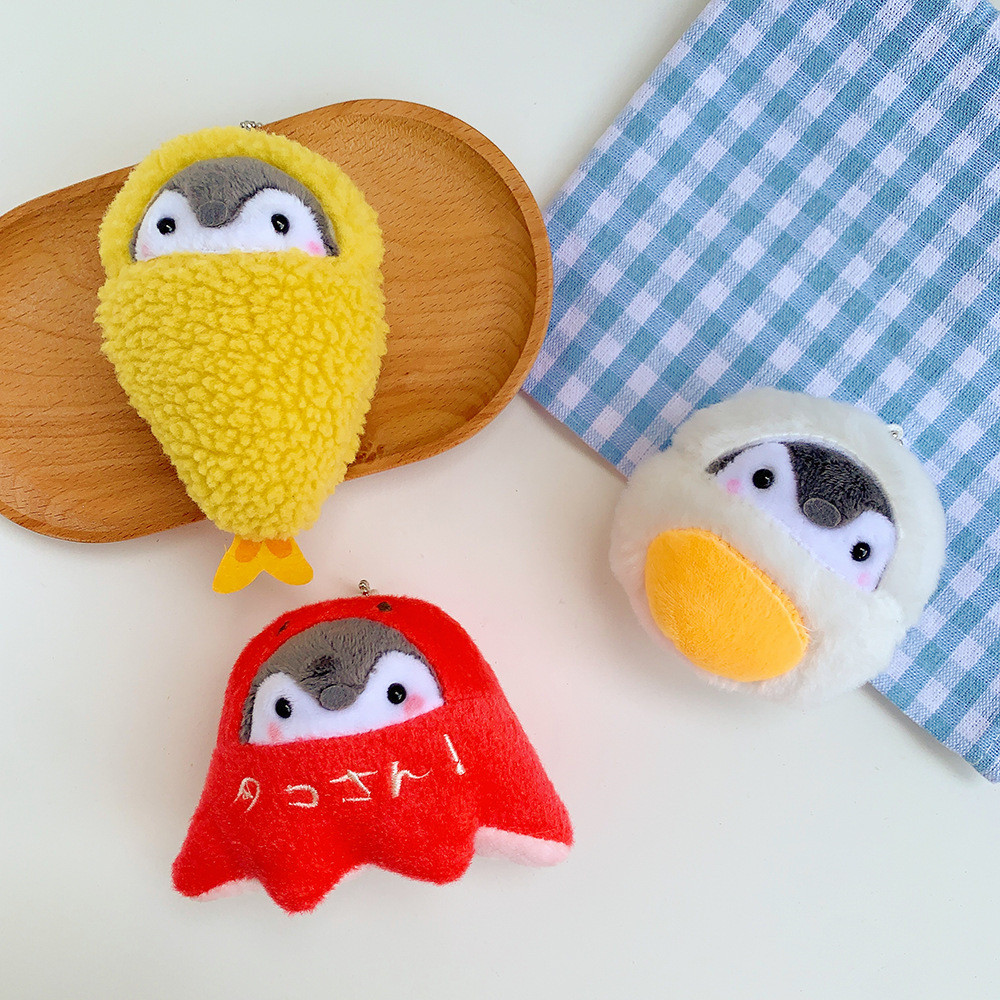 PS1 Kawaii Chim Cánh Cụt Sang Trọng Túi Quyến Rũ Thực Phẩm Nhật Bản Trang Phục Takoyaki Bánh Mì Tempura Onigiri Móc Khóa SP1