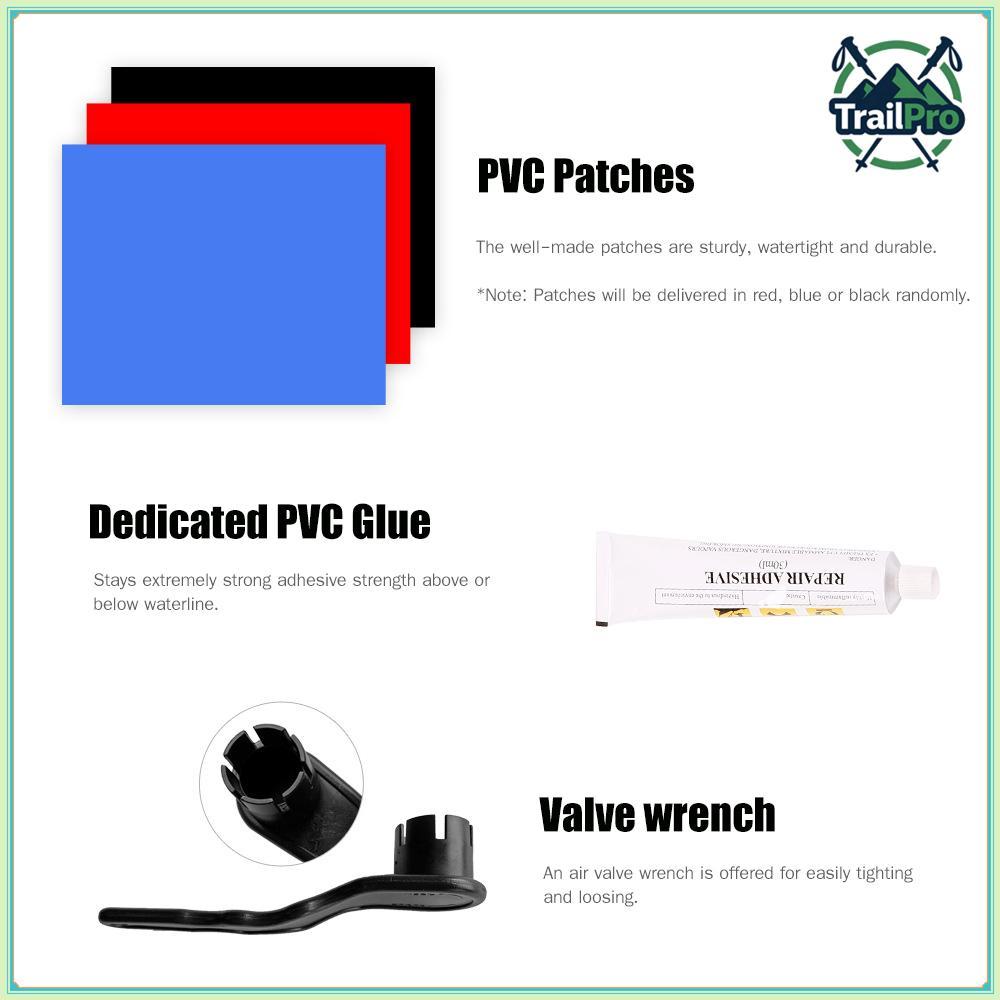 TrailPro Bộ dụng cụ sửa chữa SUP với miếng vá PVC và keo dán cho đồ bơm hơi Cờ lê ván chèo đứng di động Cờ lê Thuyền Kayak bơm hơi Ván lướt sóng