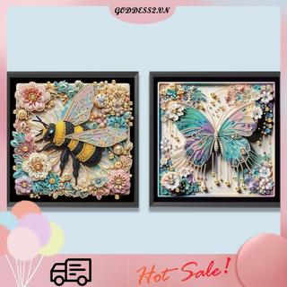 Bộ tranh kim cương khoan hình dạng đặc biệt 5D DIY Trang trí con ong