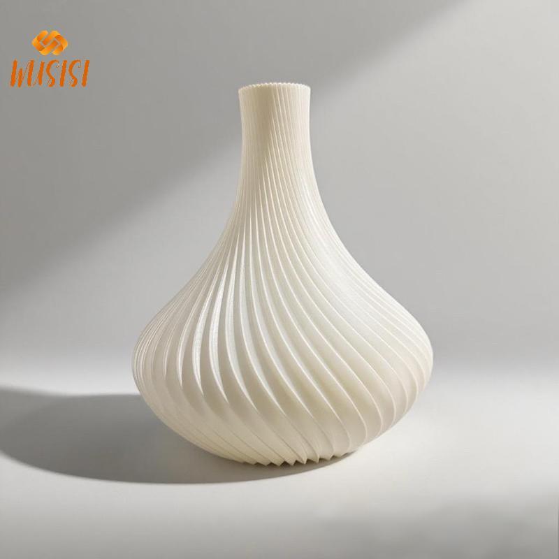 [WUSISI] Bình in 3d Bình hoa phong cách hiện đại có hoa văn xoáy Bình trưng bày hoa thẩm mỹ cho phòng khách Trang trí máy tính để bàn MỚI