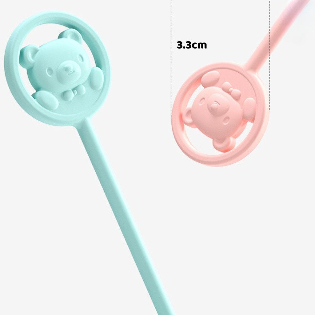 Que Khuấy Sữa Silicon Hình Gấu Cho Bé Mềm Mại An Toàn Chịu Nhiệt Tốt Doudou A09