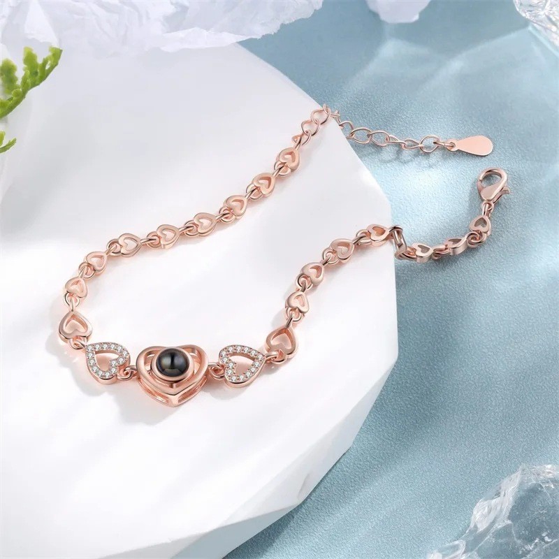 Vòng Tay Hình Trái Tim Kim Cương Khảm - Phù Hợp Nam Nữ