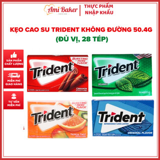 Kẹo Cao Su Trident Không Đường Đủ Vị 50.4g (28 Tép) Nhiều Hương Vị Bạc Hà, Quế, Trái Cây, Dưa Hấu