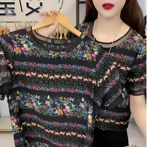 Áo thun in hình dáng rộng cổ tròn mới mùa hè dành cho nữ