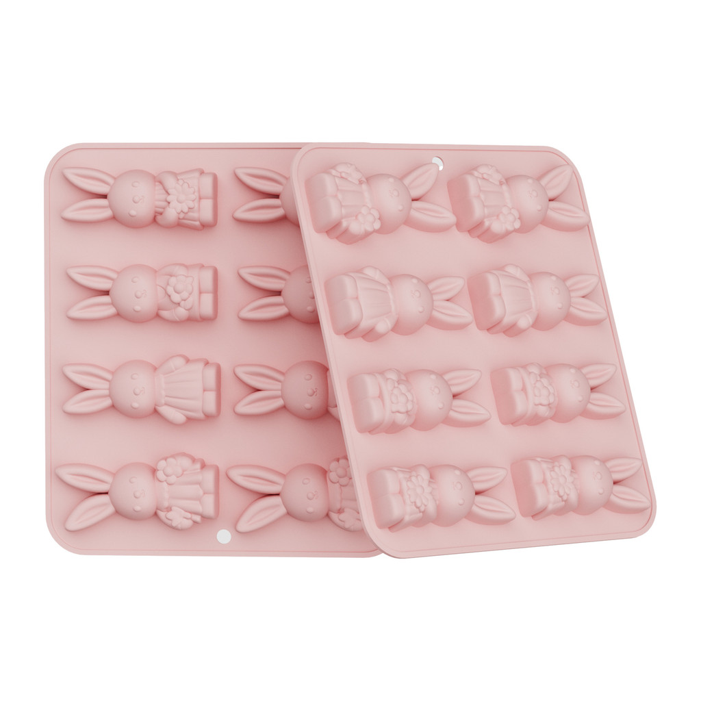 Khuôn silicon hình chú thỏ Phục sinh 8 khoang cho bánh mousse Pháp, bánh pudding, thạch, sô cô la, làm bánh DIY, thạch cao hương liệu và xà phòng thủ công