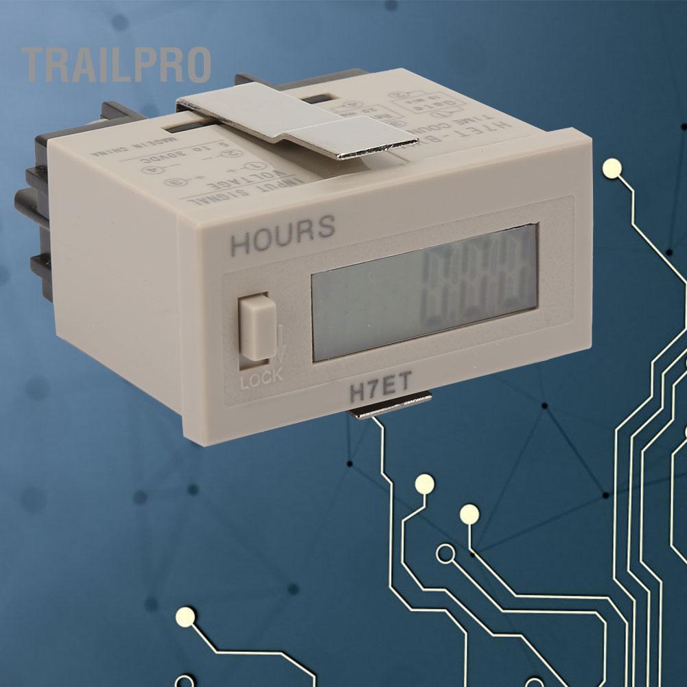 TrailPro Bộ đếm kỹ thuật số Hilitand H7ET-BVM Bộ tổng điện DC 5-30V với màn hình LCD 6 chữ số (0,0 giờ)