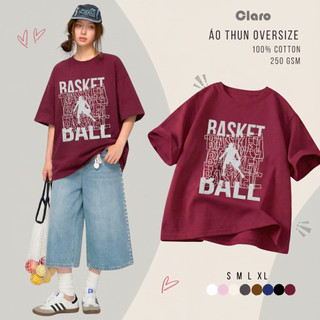 Áo Thun Nam Nữ áo phông unisex Oversize 100% Cotton Cao Cấp CLARO - Basketball