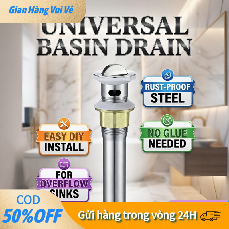 【48h】Xi phông thoát nước inox 304 chất liệu SUS304 đáng tin cậy, chống ăn mòn, phù hợp cho mọi loại lavabo phổ biến.