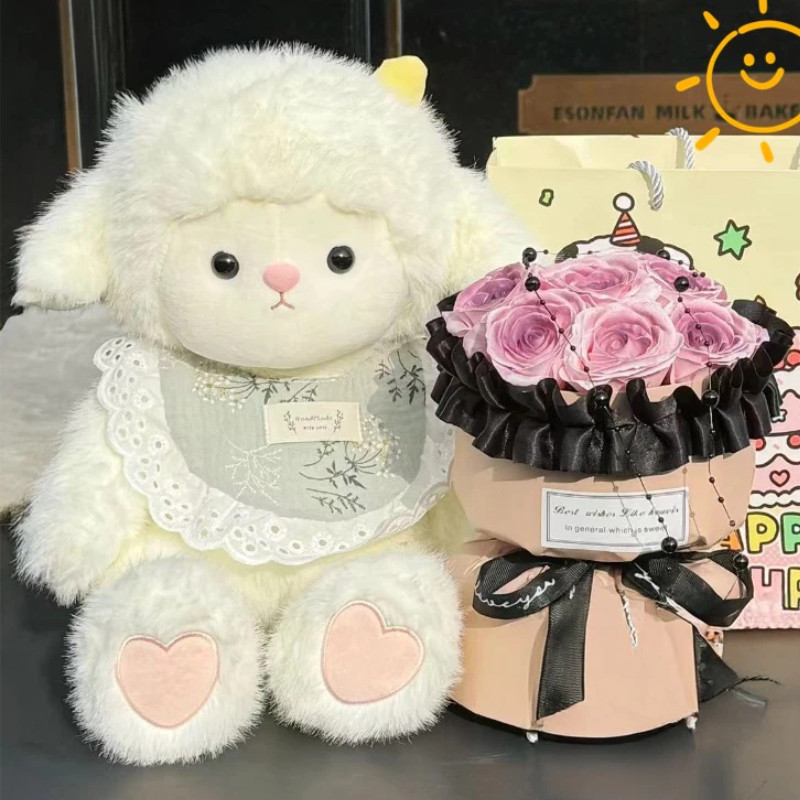 Gấu Bông Cừu đeo Yếm Dễ Thương,Kích Thước 35 Cm,Chất Liệu Lông Mềm Cao Cấp,Lựa Chọn Hàng đầu Cho Quà Sinh Nhật