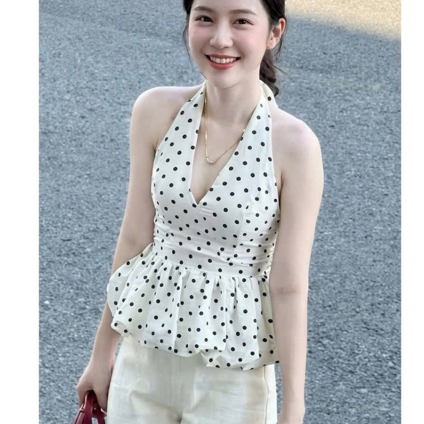 Áo Yếm Chấm Bi Hở Lưng Có Mút Dáng Bí đi biển đi chơi hot trend Xinh
