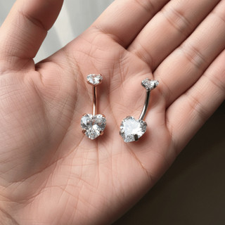 ĐẦU THỂ THỂ Nảy Nút Xuyên, Trang sức cơ thể pha lê bằng thép không gỉ, Mặt dây chuyền phong cách Zircon cá tính xỏ khuyên bụng cho nữ