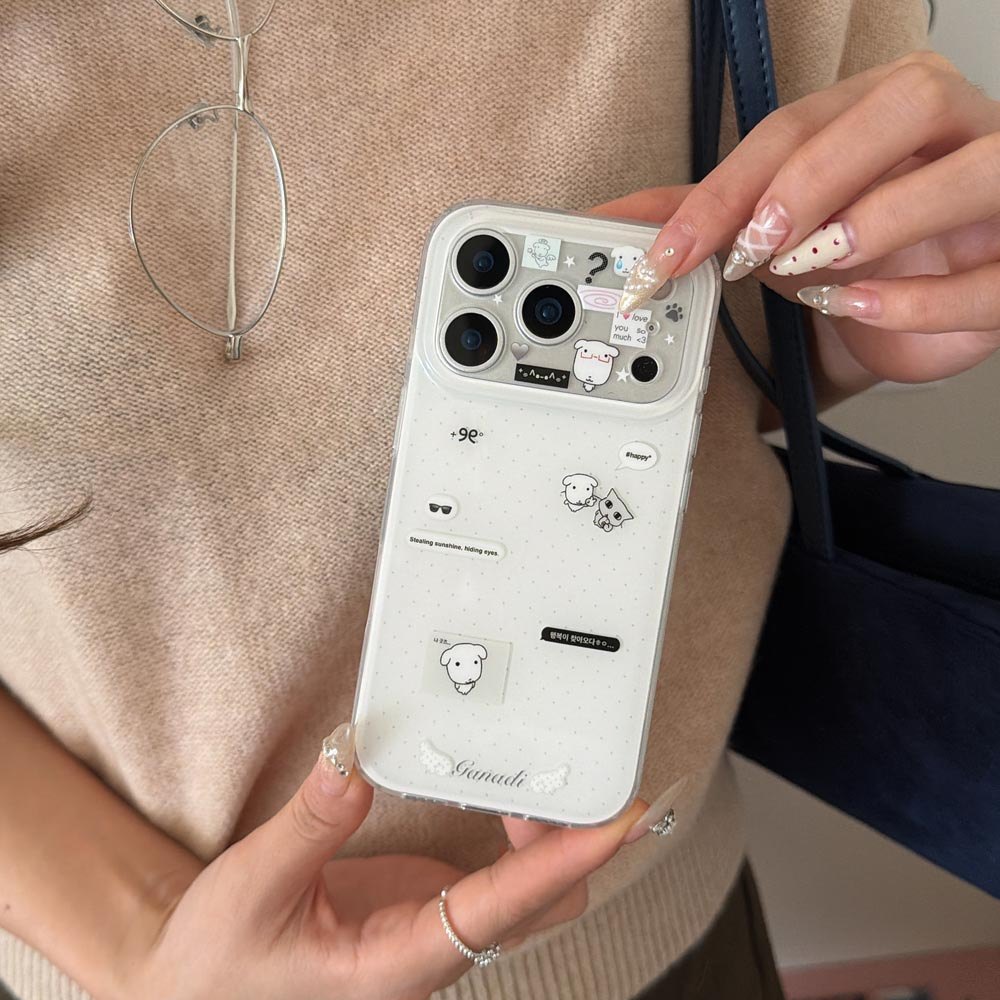 Ốp lưng cứng Tương thích với iPhone 13 14 14Pro 14ProMax 15 15Pro 15ProMax 16 16Pro 16ProMax 17 17Pro 17ProMax Vỏ họa tiết chó Wave Point