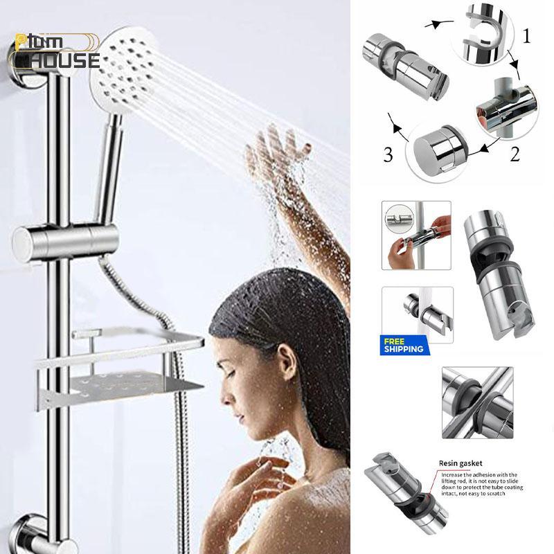 PlumHOUSE Giá đỡ đầu vòi hoa sen có thể điều chỉnh cho thanh trượt Chrome Giá đỡ thanh trượt VN