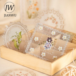 JIANWU Glayed Tulle Series Vintage Lưới Ren Hoa Phong Cảnh Chất Liệu Cắt Dán PET Sáng Tạo DIY Tạp Chí Văn Phòng Phẩm
