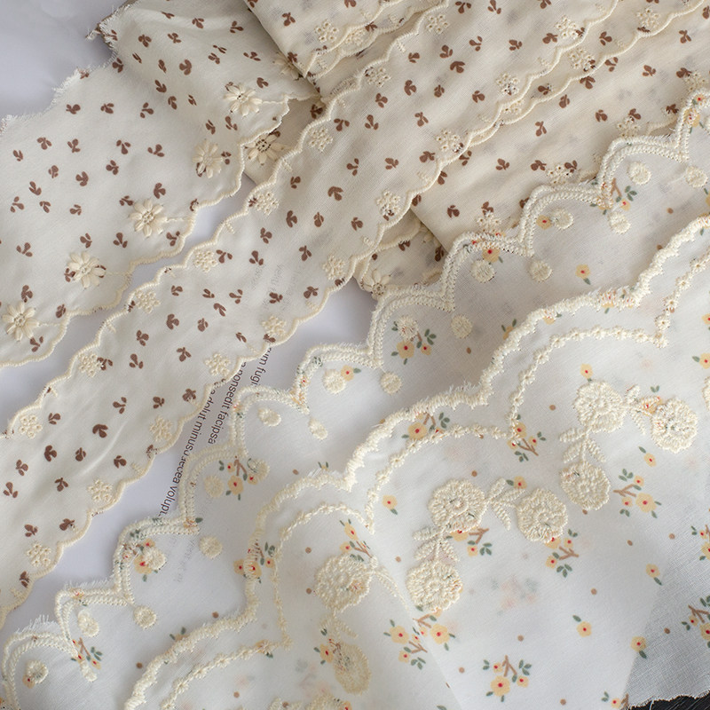 Quần áo handmade thêu ren từ vải cotton mềm, phong cách nông thôn, 1 yards