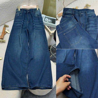 Quần Bò Bigsize Nữ Ống Rộng - Jean Suông Dài Wash Sáng Cạp Cao Cho Nàng Chubby Q575