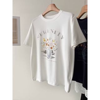 Áo Thun Nữ 2026 Cổ Tròn Tay Ngắn, 100% Cotton, In Hình Hoạt Hình