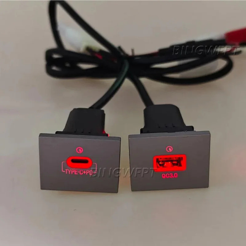 HL PD Type-C USB Ổ cắm sạc nhanh Bộ chuyển đổi sạc nhanh QC3.0 Công tắc ổ cắm điện cho Ford Focus 2 Mk2 2009 2010 2011