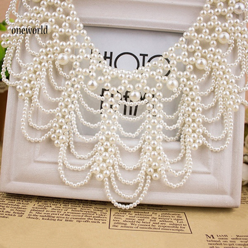 Một thế giới| Phụ Nữ Thanh Lịch Rỗng Giả Ngọc Trai Choker Yếm Cổ Vòng Cổ Tuyên Bố