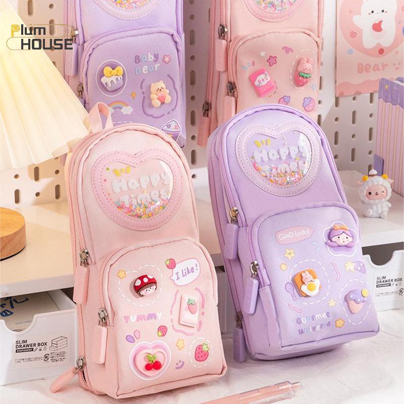 PlumHOUSE Kawaii Hộp Đựng Bút Chì Dễ Thương Dung Tích Lớn Túi Đựng Bút Chì Vải Đơn Giản Dễ Thương Văn Phòng Phẩm Túi Bảo Quản Sinh Viên Văn Phòng Phẩm Đồ Dùng Học Tập VN