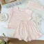 Jacquard Thoáng Khí Bộ Đồ Ngủ Bé Gái Mùa Hè Hoa Ngắn Tay Quần Short Phù Hợp Với Phong Cách Mỏng 100-150 Kích Thước LNWU