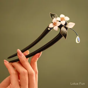 Kẹp tóc handmade nhựa hoa và gỗ đàn hương - Phù hợp trang điểm hàng ngày hoặc đội đầu