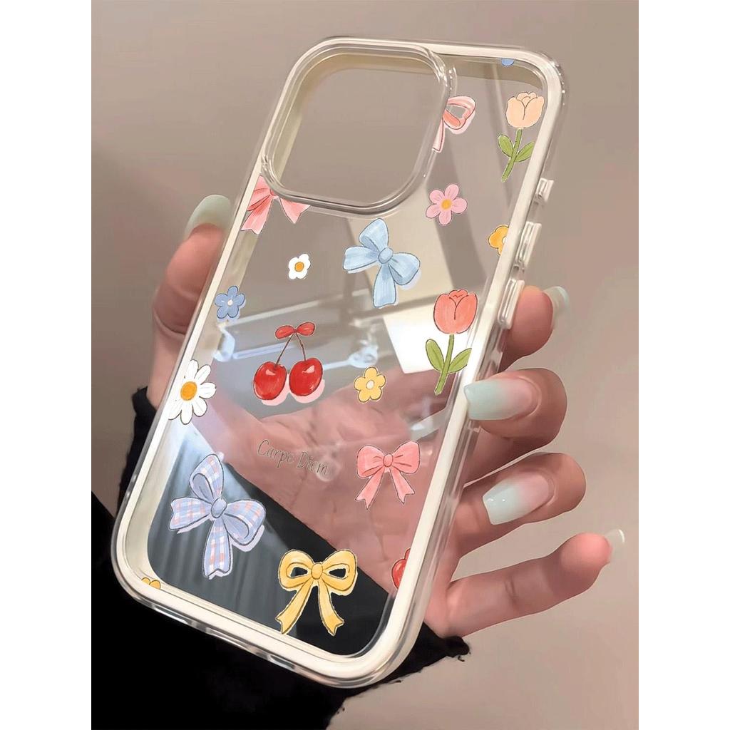 Hoa kết anh đào thích hợp 16 vỏ điện thoại iPhone17Air chống va đập 14/13/11Pro