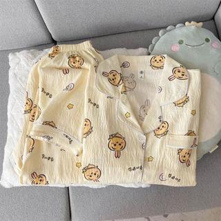 Mùa Xuân Mây Bộ Đồ Ngủ Cotton Kích Thước Lớn Rời Thường Ngày Loungewear Quần Dài Tay Phù Hợp Với Nữ Mùa Xuân Mây Bộ Đồ Ngủ Cotton Kích Thước Lớn Rời Thường Ngày Loungewear Dài