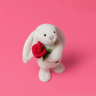 Jellycat Medium Cream Bunny Christmas Rose Valentine Dust Bag Pre-Release