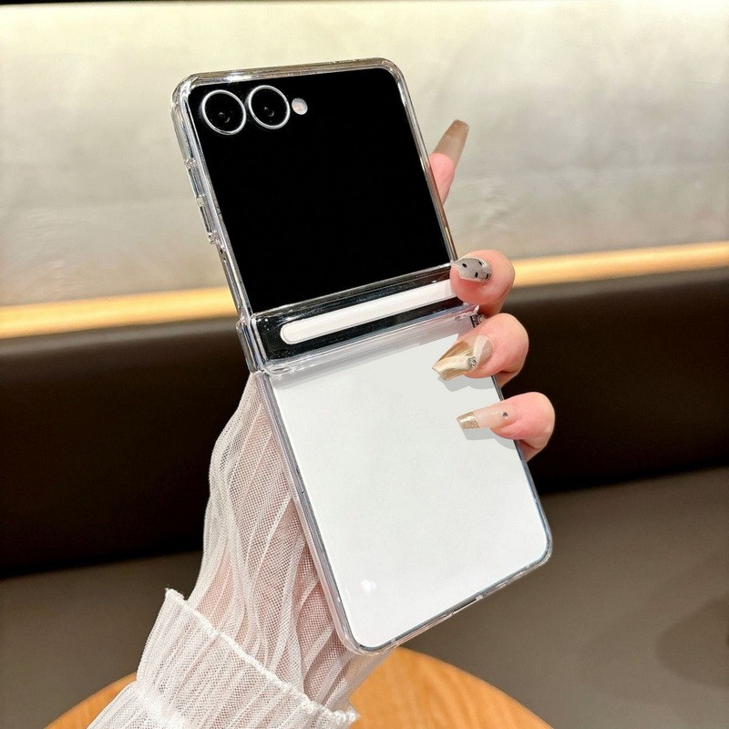 Ốp Điện Thoại Trong Suốt Từ Tính Cho Samsung Galaxy Z Flip 7 7FE Flip 6 Flip 5 Cho Sạc Không Dây Gấp Bìa Cứng