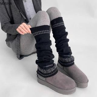 Misa Thời Trang Mùa Đông Chân Ấm Nữ Ấm Áp Dệt Kim Chân Vớ Đầu Gối JK Gothic Bé Gái Tất Dài Vớ Chân Ấm Áp Mùa Thu Tất
