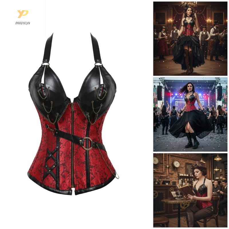 Corsetpunk Phong Cách Với Da PU, Thích Hợp Cho Trang Phục Halloween Và Dự Tiệc