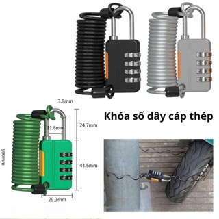Khóa mật mã dây cáp thép 4 số dây lò xo tiện du lịch, Ổ khóa mật khẩu, Dây lò xo, 4 số, Dây cáp thép, Chống trộm