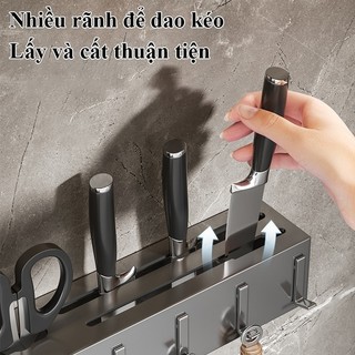 Giá treo dao nhà bếp  Giá để dao kéo Kệ bếp treo tường thép carbon, kèm ống đũa và thanh treo khăn