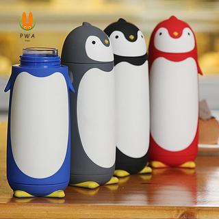 Bình nước thủy tinh cách nhiệt hai lớp hình chim cánh cụt dễ thương - Cốc hoạt hình sáng tạo dành cho học sinh